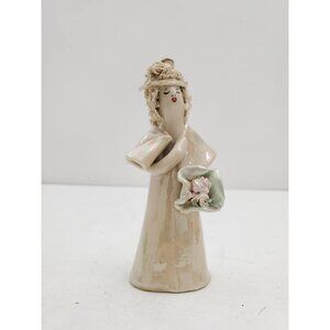 Mid Century Italian Flower Lady Figurine, Seated Lady , Hand Made and Painted -